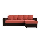 Угловой диван «Дубай лайт», еврокнижка, угол правый, микровельвет, коралловый / коричневый - Фото 2
