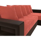 Угловой диван «Дубай лайт», еврокнижка, угол правый, микровельвет, коралловый / коричневый - Фото 4