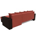 Угловой диван «Дубай лайт», еврокнижка, угол правый, микровельвет, коралловый / коричневый - Фото 6