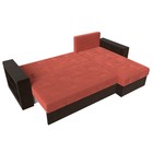 Угловой диван «Дубай лайт», еврокнижка, угол правый, микровельвет, коралловый / коричневый - Фото 9