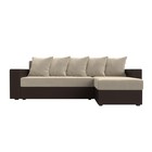 Угловой диван «Дубай лайт», угол правый, цвет микровельвет бежевый / экокожа коричневый - Фото 2