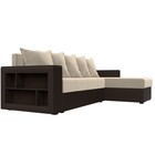 Угловой диван «Дубай лайт», угол правый, цвет микровельвет бежевый / экокожа коричневый - Фото 3