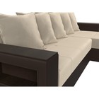 Угловой диван «Дубай лайт», угол правый, цвет микровельвет бежевый / экокожа коричневый - Фото 4