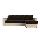 Угловой диван «Дубай лайт», угол правый, цвет микровельвет коричневый / экокожа бежевый  (артикул 9355082)  большой выбор товаров оптом и в розницу по низким ценам с доставкой