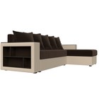 Угловой диван «Дубай лайт», угол правый, цвет микровельвет коричневый / экокожа бежевый  (артикул 9355082)  большой выбор товаров оптом и в розницу по низким ценам с доставкой
