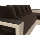 Угловой диван «Дубай лайт», угол правый, цвет микровельвет коричневый / экокожа бежевый  (артикул 9355082)  большой выбор товаров оптом и в розницу по низким ценам с доставкой