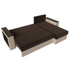 Угловой диван «Дубай лайт», угол правый, цвет микровельвет коричневый / экокожа бежевый  (артикул 9355082)  большой выбор товаров оптом и в розницу по низким ценам с доставкой