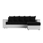 Угловой диван «Дубай лайт», еврокнижка, угол правый, микровельвет чёрный / экокожа белый - Фото 2