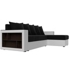 Угловой диван «Дубай лайт», еврокнижка, угол правый, микровельвет чёрный / экокожа белый - Фото 3