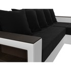 Угловой диван «Дубай лайт», еврокнижка, угол правый, микровельвет чёрный / экокожа белый - Фото 4