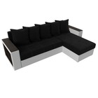 Угловой диван «Дубай лайт», еврокнижка, угол правый, микровельвет чёрный / экокожа белый - Фото 5