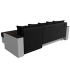 Диван угловой «Дубай лайт», правый угол, механизм еврокнижка, микровельвет, цвет чёрный / экокожа белый - Фото 6