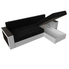 Угловой диван «Дубай лайт», еврокнижка, угол правый, микровельвет чёрный / экокожа белый 9355083