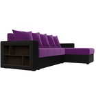 Угловой диван «Дубай лайт», угол правый, цвет микровельвет фиолетовый / экокожа чёрный - Фото 3