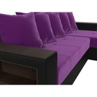 Угловой диван «Дубай лайт», угол правый, цвет микровельвет фиолетовый / экокожа чёрный - Фото 4