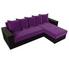 Угловой диван «Дубай лайт», угол правый, цвет микровельвет фиолетовый / экокожа чёрный - Фото 5