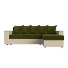 Угловой диван «Дубай лайт», угол правый, цвет микровельвет зелёный / экокожа бежевый - Фото 2