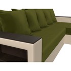 Угловой диван «Дубай лайт», угол правый, цвет микровельвет зелёный / экокожа бежевый - Фото 4