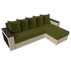 Угловой диван «Дубай лайт», угол правый, цвет микровельвет зелёный / экокожа бежевый - Фото 5