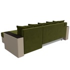 Угловой диван «Дубай лайт», угол правый, цвет микровельвет зелёный / экокожа бежевый - Фото 6