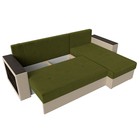 Угловой диван «Дубай лайт», угол правый, цвет микровельвет зелёный / экокожа бежевый - Фото 8