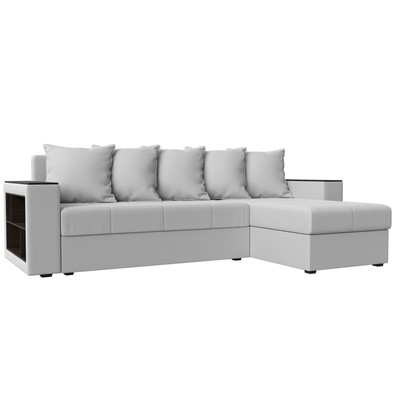 Угловой диван «Дубай лайт», еврокнижка, угол правый, экокожа, цвет белый