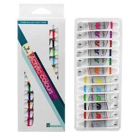 

Краски акриловые, 12 цветов, в пластиковой тубе, 9 мл, в картонной коробке