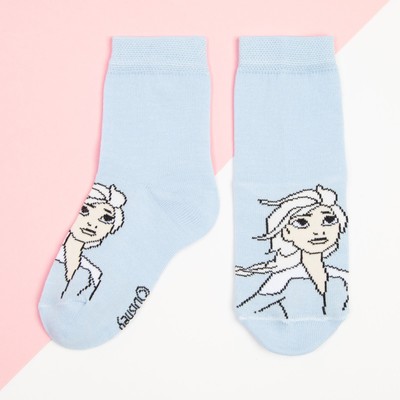 Носки для девочки «Эльза», Холодное сердце, 16-18 см, цвет голубой