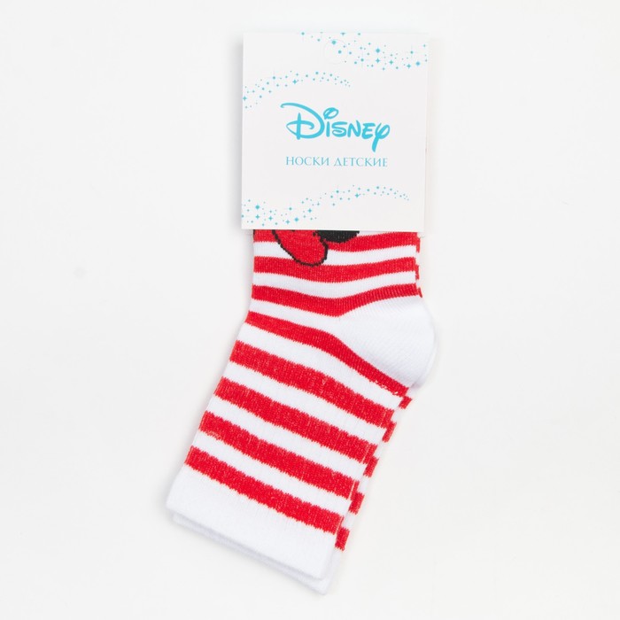 Носки для девочки «Минни Маус" полоска, DISNEY, 12-14 см, цвет белый/красный - фото 1907562632