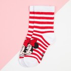 Носки для девочки «Минни Маус" полоска, DISNEY, 14-16 см, цвет белый/красный - Фото 2