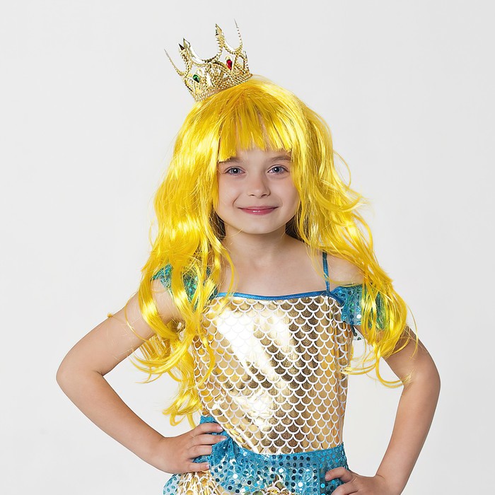 Карнавальный набор «Принцесса золотая», парик, корона - фото 1907562856