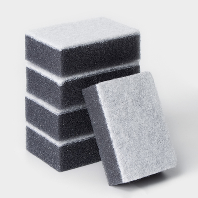 Набор губок для мытья посуды Raccoon, 5 шт., с частицами угля, 8.8×6×3 см, серый