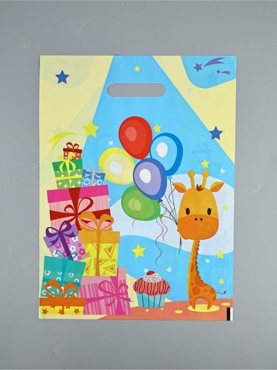 Пакет подарочный «Веселый жирафик», полиэтиленовый с вырубной ручкой, 30×40 см, 50 мкм