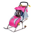 Санки-коляска «Ника детям 2», с прорезиненными колёсами, цвет нежно-розовый - Фото 1