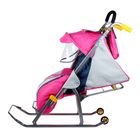 Санки-коляска «Ника детям 2», с прорезиненными колёсами, цвет нежно-розовый - Фото 2