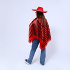 Карнавальный костюм «Мексика», шляпа, пончо, полоска чёрно-красный - Фото 4