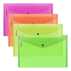 Папка-конверт на кнопке А4, 180 мкм, ErichKrause Glossy Neon, полупрозрачная, до 120 листов, МИКС - Фото 1