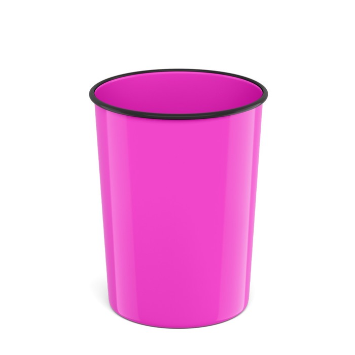 Корзина для бумаг и мусора 13,5 литров ErichKrause Neon Solid, пластиковая, литая, розовая