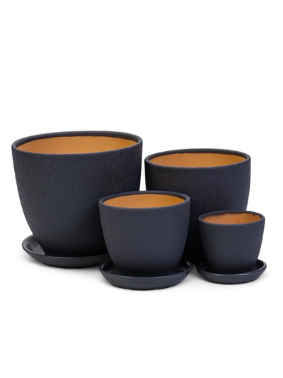 Набор горшков для цветов «Шёлк», 4 шт., с поддоном, 0.4 / 1 / 2.5 / 5 л, керамика, серые