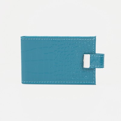 Визитница на кнопке, 18 карт, цвет бирюзовый
