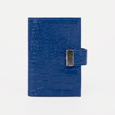 Визитница на кнопке, 18 карт, цвет синий