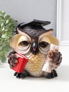 Копилка для денег «Сова учёная», полистоун, коричневая, 18×17×19 см - Фото 4