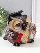 Копилка для денег «Сова учёная», полистоун, коричневая, 18×17×19 см - Фото 5