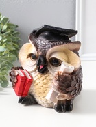 Копилка для денег «Сова учёная», полистоун, коричневая, 18×17×19 см - Фото 7