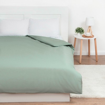 Пододеяльник евро «Этель» Plain collection, 200×215 см, зелёный, поплин