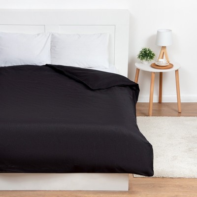 Пододеяльник евро «Этель» Plain collection, 200×215 см, чёрный, поплин
