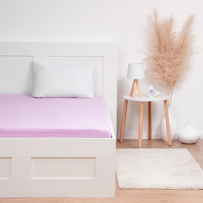 Простыня на резинке, размер 180х200х20см, фиалковый, кулирка 120гр, 100% хлопок