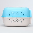 Переноска для животных пластиковая, 47,5 х 33 х 31 см, голубая - Фото 3