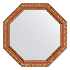Зеркало в багетной раме, бронзовые бусы на дереве 60 мм, 56x56 см