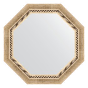 Зеркало в багетной раме, состаренное серебро с плетением 70 мм, 58x58 см